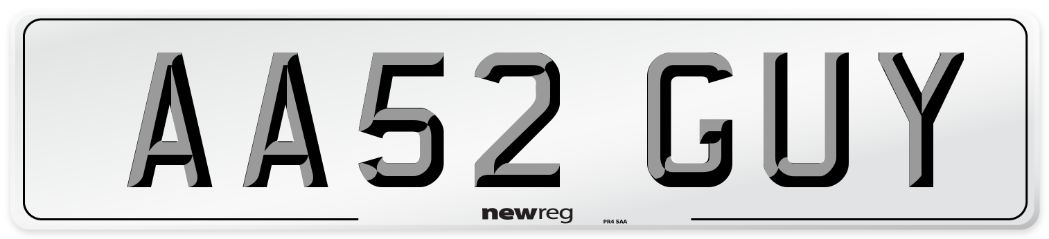 AA52 GUY Number Plate from New Reg